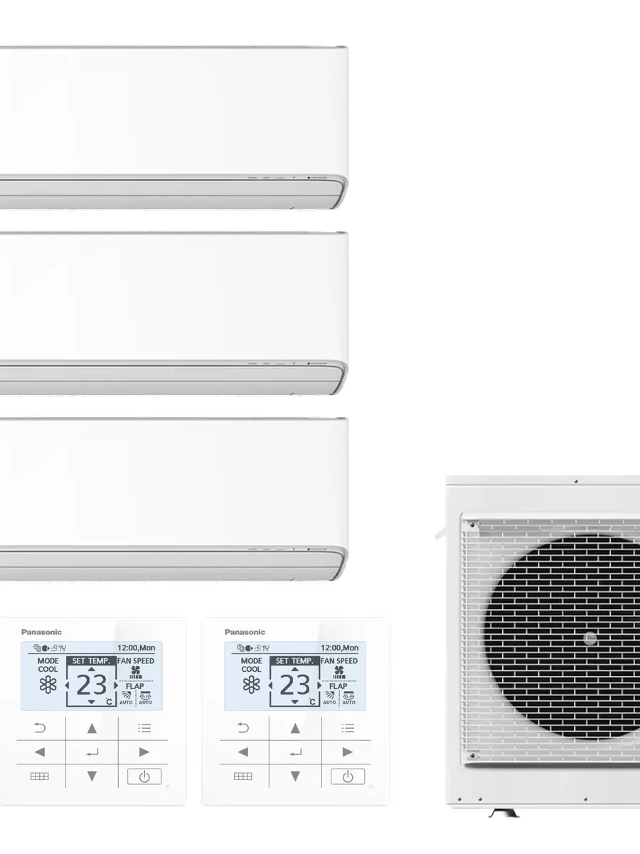 Klimatyzator multi-split ścienny Panasonic Etherea biały CU-3Z52CBE — 3 jedn. 1,6+1,6+2,5 kW (3 pomieszczenia)