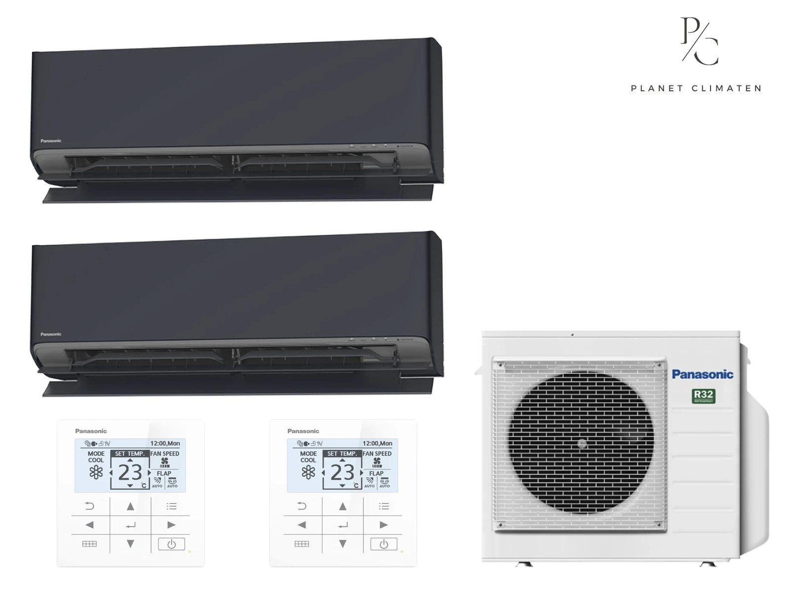 Panasonic — Klimatyzator multi-split ścienny Panasonic Etherea grafitowy CU-2Z35CBE — 2 jedn. 2,05+2,05 kW (2 pomieszczenia)