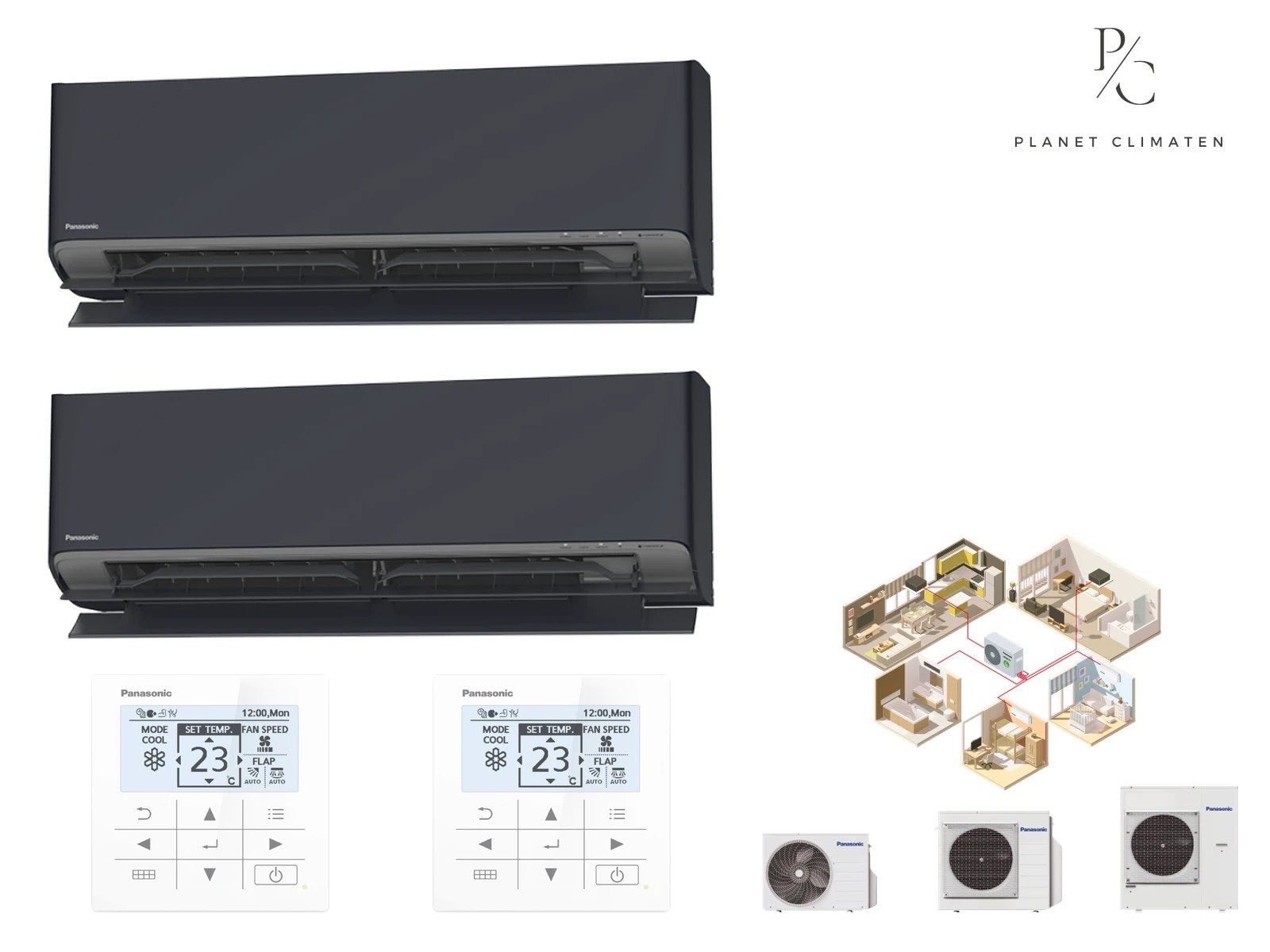 Panasonic — Klimatyzator multi-split ścienny Panasonic Etherea grafitowy CU-2Z50CBE — 2 jedn. 2,05+2,05 kW (2 pomieszczenia)