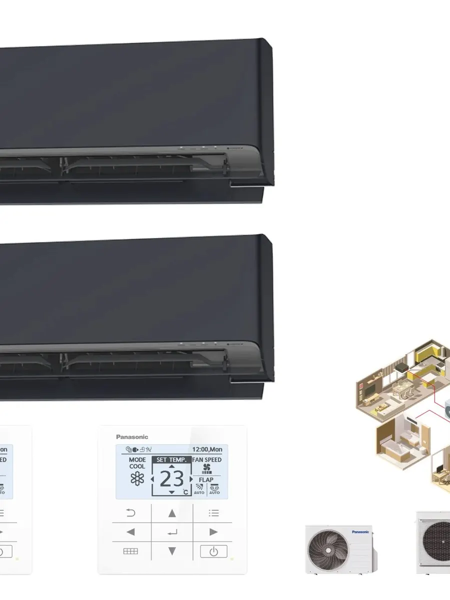 Klimatyzator multi-split ścienny Panasonic Etherea grafitowy CU-2Z50CBE — 2 jedn. 3,5+3,5 kW (2 pomieszczenia)