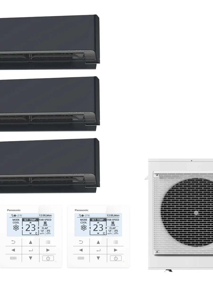 Klimatyzator multi-split ścienny Panasonic Etherea grafitowy CU-4Z68CBE — 3 jedn. 2,05+2,05+3,5 kW (3 pomieszczenia)