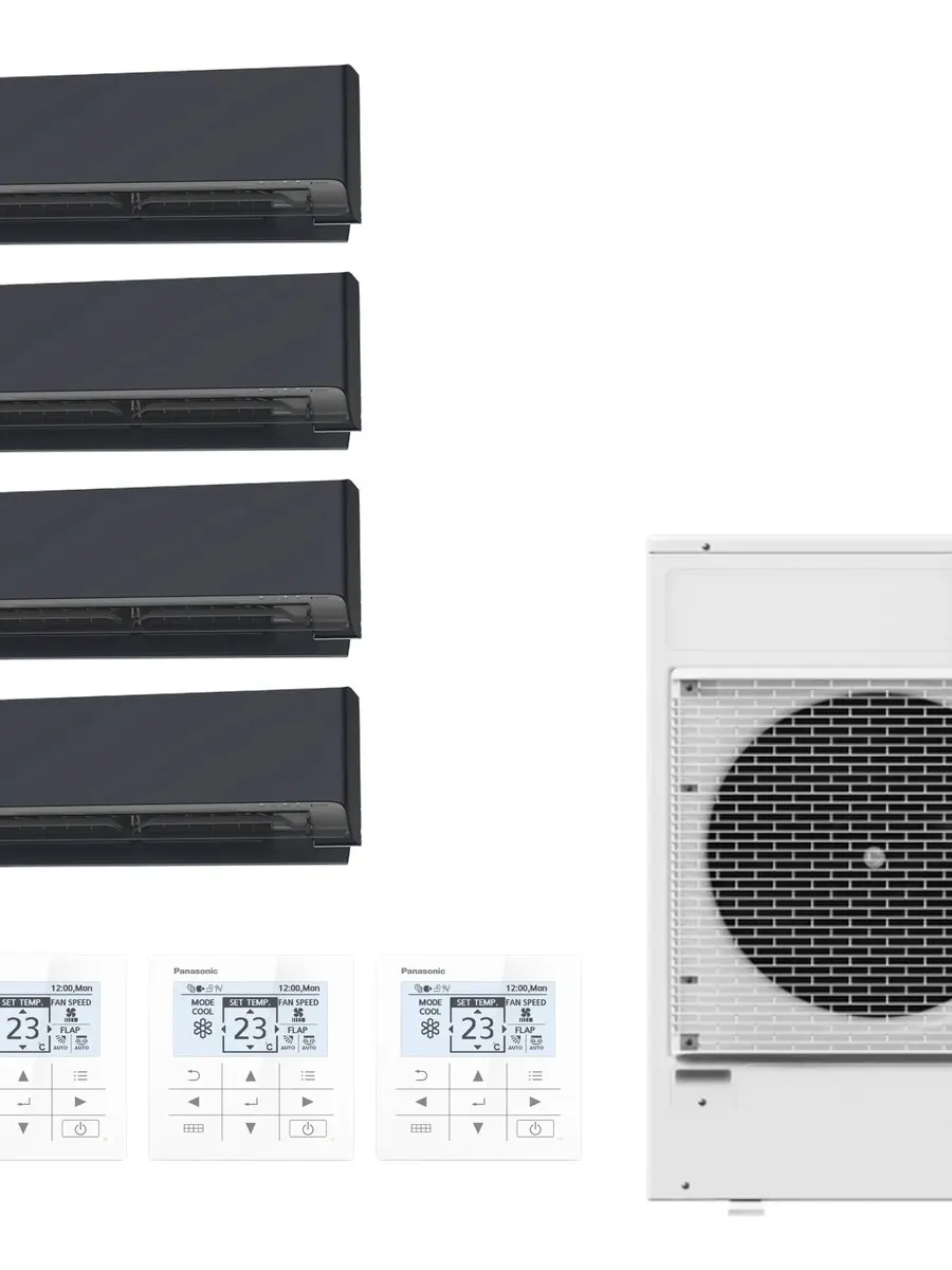 Klimatyzator multi-split ścienny Panasonic Etherea grafitowy CU-5Z90CBE — 4 jedn. 2,05+2,05+3,5+3,5 kW (4 pomieszczenia)