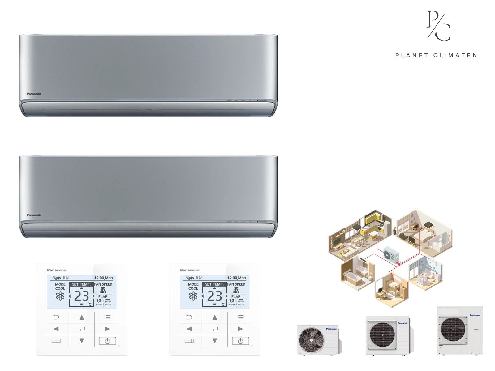 Panasonic — Klimatyzator multi-split ścienny Panasonic Etherea srebrny CU-2Z50CBE — 2 jedn. 2,05+2,05 kW (2 pomieszczenia)