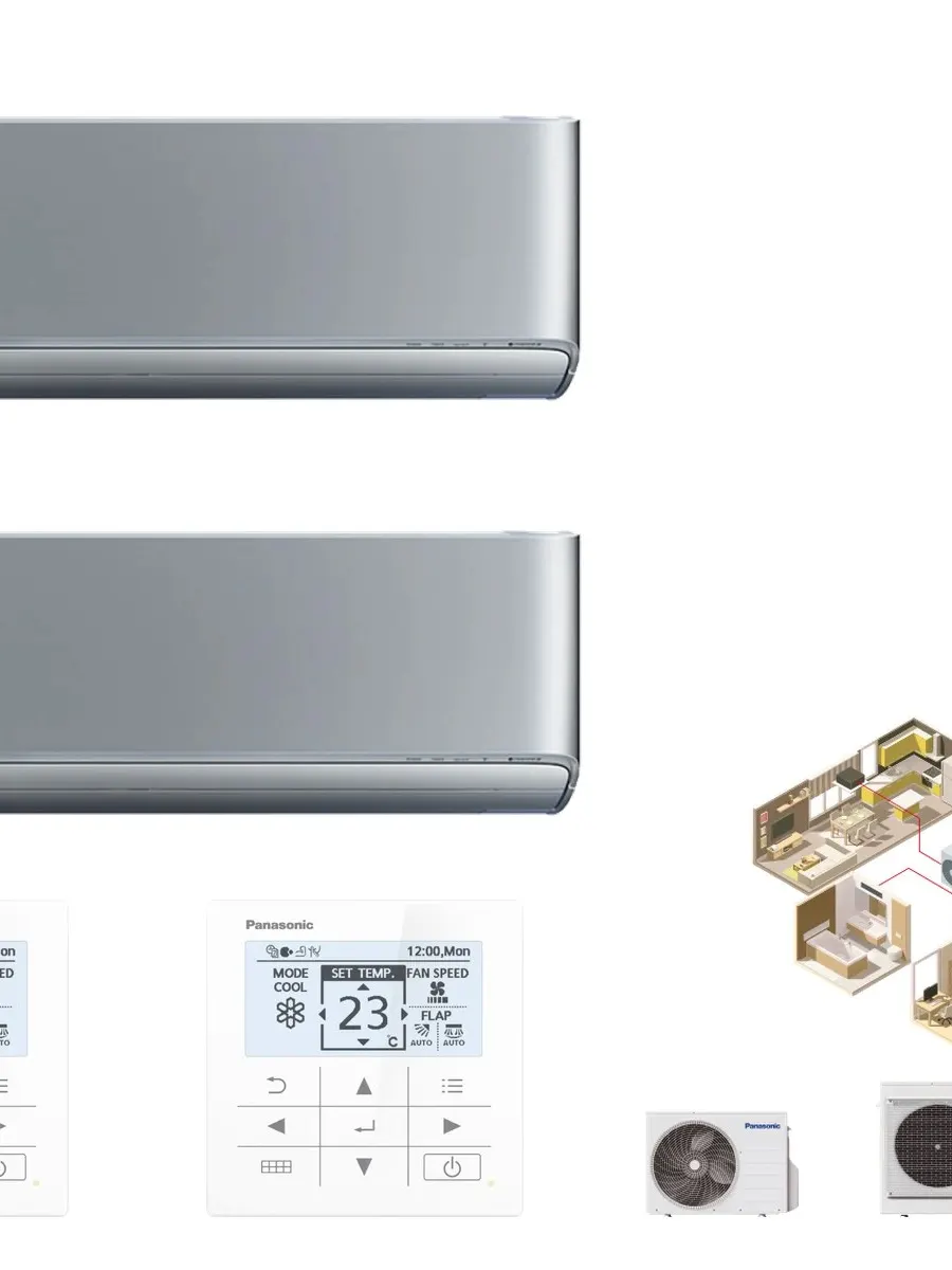 Klimatyzator multi-split ścienny Panasonic Etherea srebrny CU-2Z50CBE — 2 jedn. 2,5+2,5 kW (2 pomieszczenia)