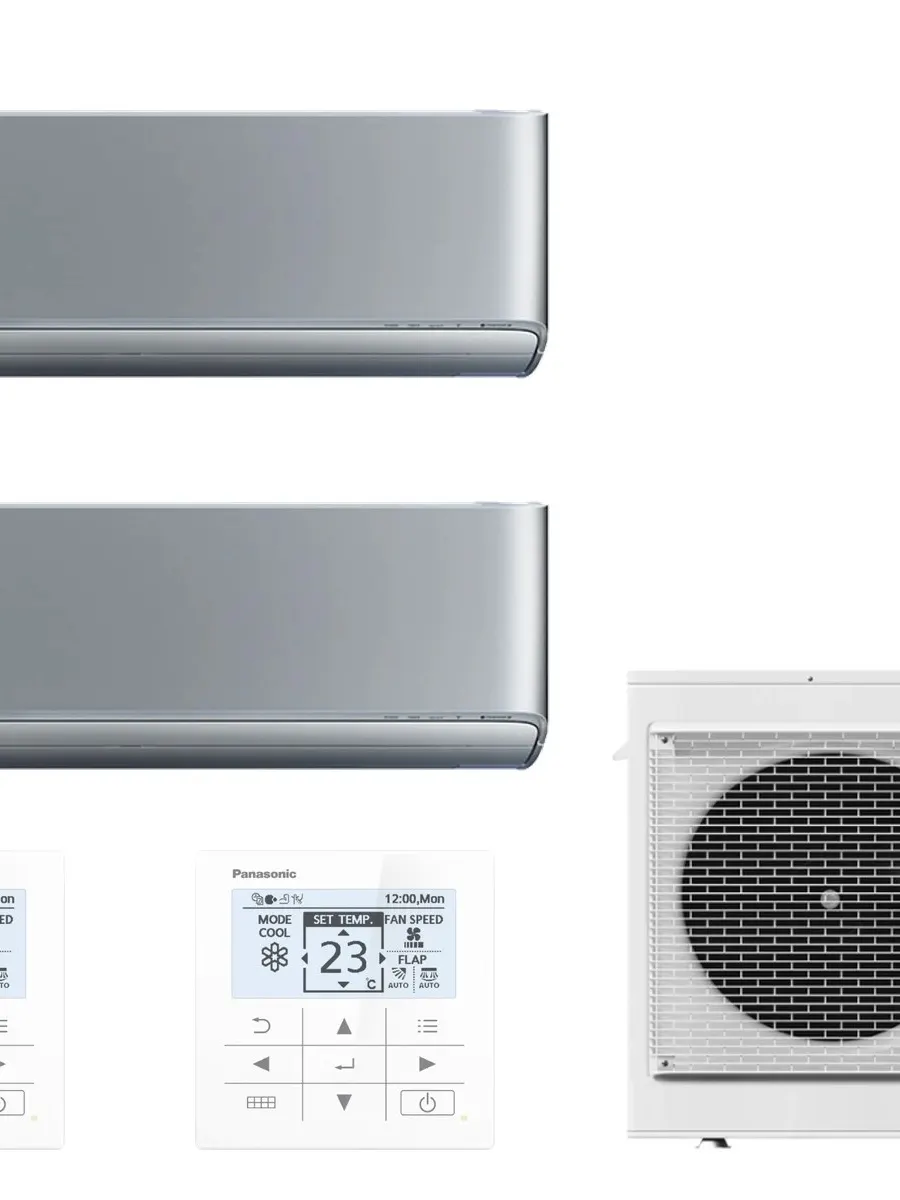 Klimatyzator multi-split ścienny Panasonic Etherea srebrny CU-3Z68CBE — 2 jedn. 2,05+2,5 kW (2 pomieszczenia)