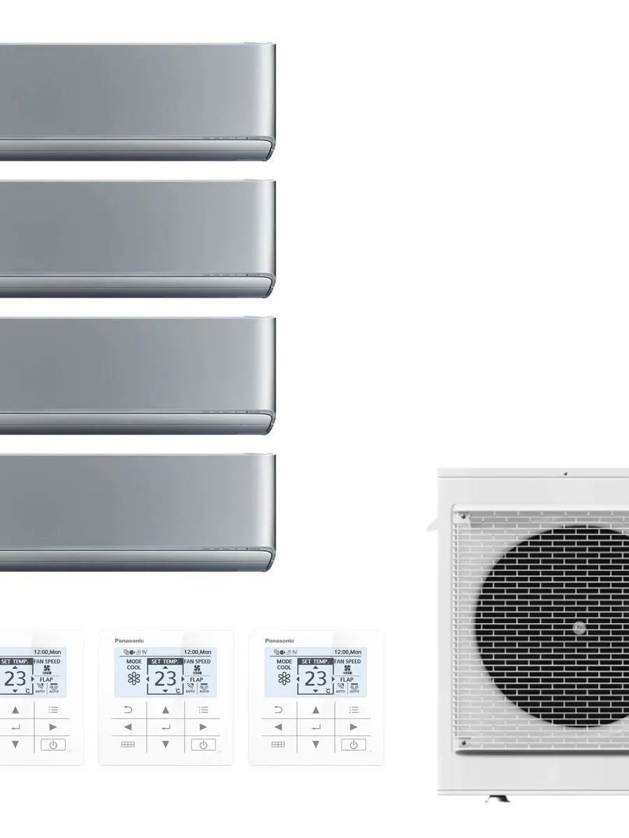 Klimatyzator multi-split ścienny Panasonic Etherea srebrny CU-4Z68CBE — 4 jedn. 2,05+2,05+2,5+3,5 kW (4 pomieszczenia)