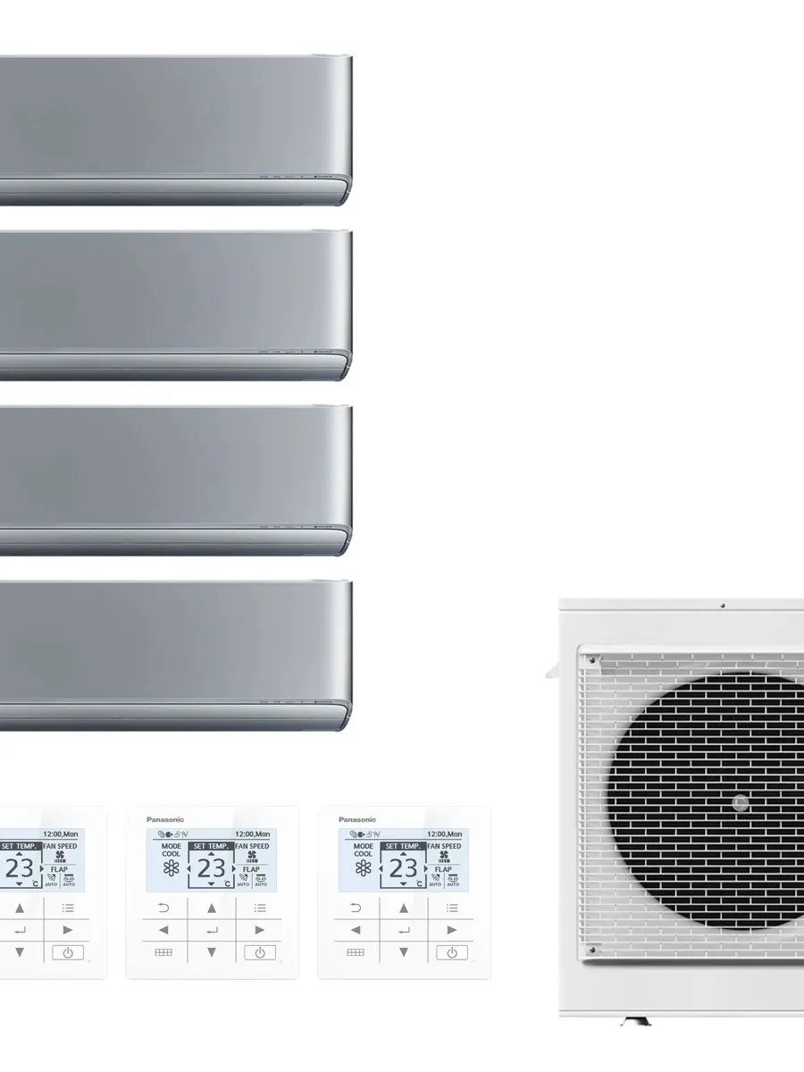 Klimatyzator multi-split ścienny Panasonic Etherea srebrny CU-4Z80CBE — 4 jedn. 2,05+2,05+2,05+2,05 kW (4 pomieszczenia)