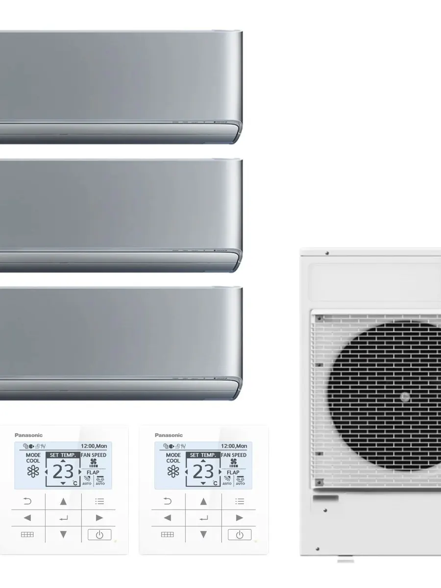 Klimatyzator multi-split ścienny Panasonic Etherea srebrny CU-5Z90CBE — 3 jedn. 2,05+2,05+2,5 kW (3 pomieszczenia)