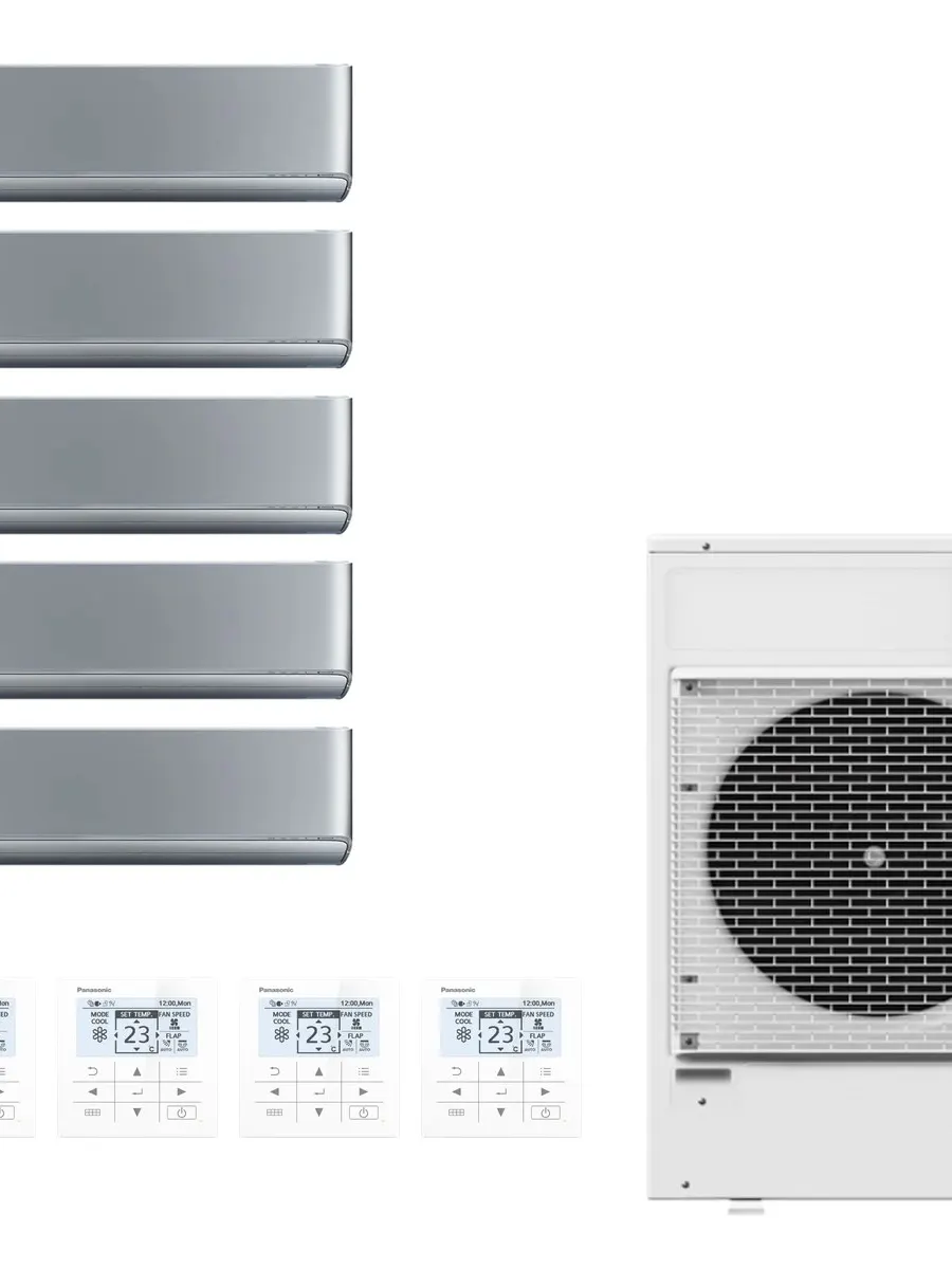 Klimatyzator multi-split ścienny Panasonic Etherea srebrny CU-5Z90CBE — 5 jedn. 2,05+2,5+2,5+5+5 kW (5 pomieszczeń)
