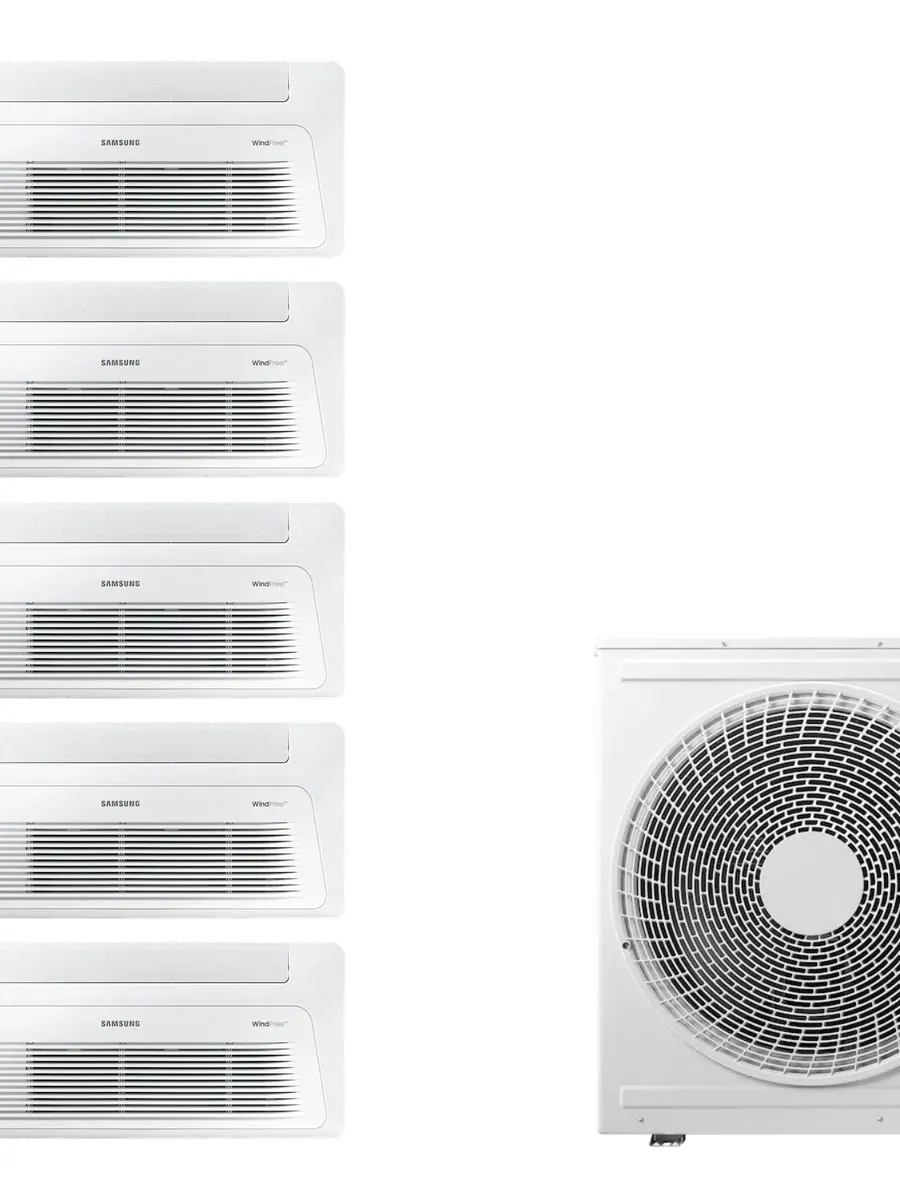 Klimatyzacja multi-split Samsung FJM Kaseton 1-kier — agregat AJ100 + 5x jednostka (2,5, 2,5, 2,5, 3,5, 3,5 kW)