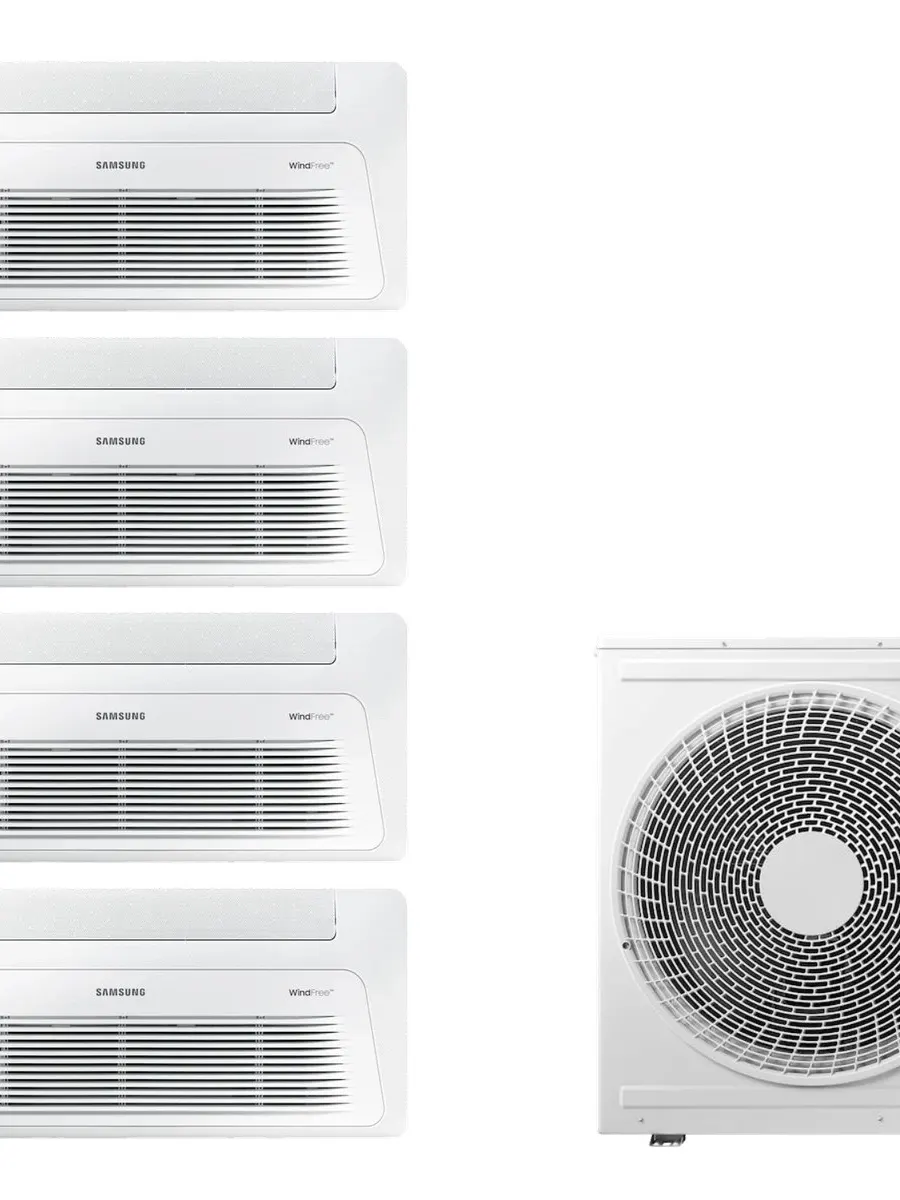 Klimatyzacja multi-split Samsung FJM Kaseton 1-kier — agregat AJ100 + 4x jednostka (2,5, 2,5, 2,5, 3,5 kW)
