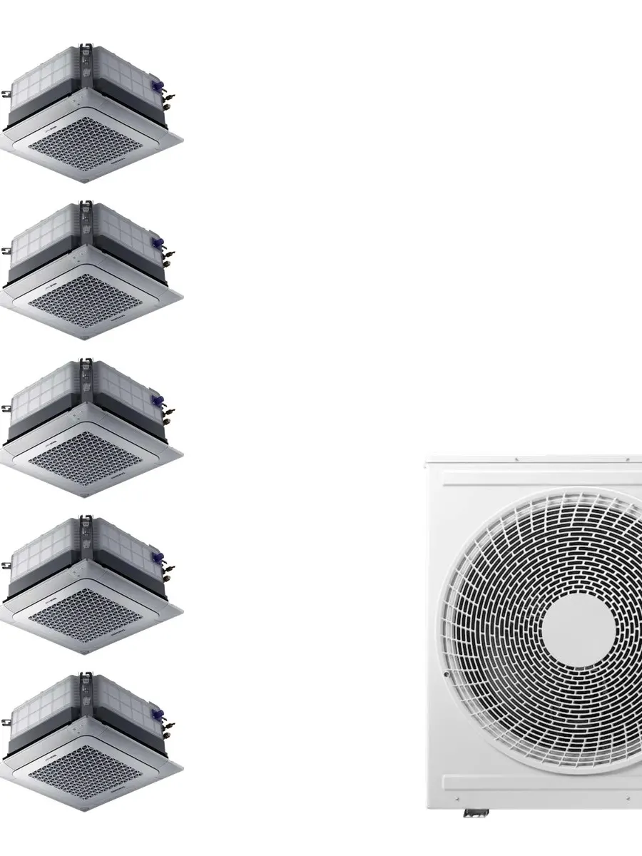 Klimatyzacja multi-split Samsung FJM Kaseton 4-kier — agregat AJ100 + 5x jednostka (2,0, 2,5, 2,5, 5,0, 5,0 kW)
