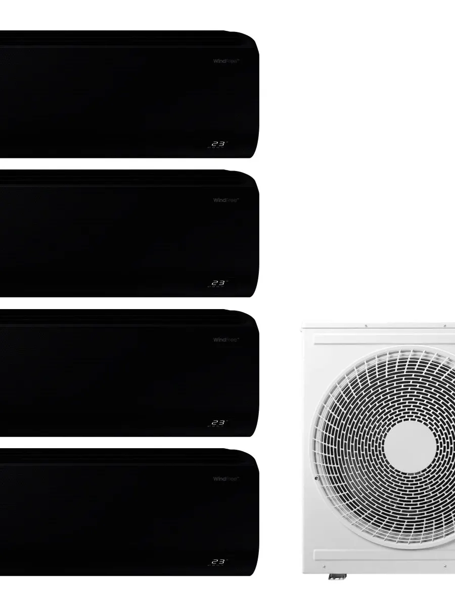 Klimatyzacja multi-split Samsung WindFree Avant czarny — agregat AJ080 + 4x jednostka (2,0, 2,0, 2,0, 2,5 kW)