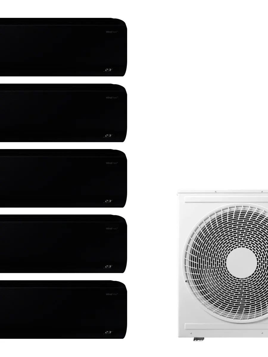Klimatyzacja multi-split Samsung WindFree Avant czarny — agregat AJ100 + 5x jednostka (2,0, 2,0, 2,0, 2,5, 3,5 kW)