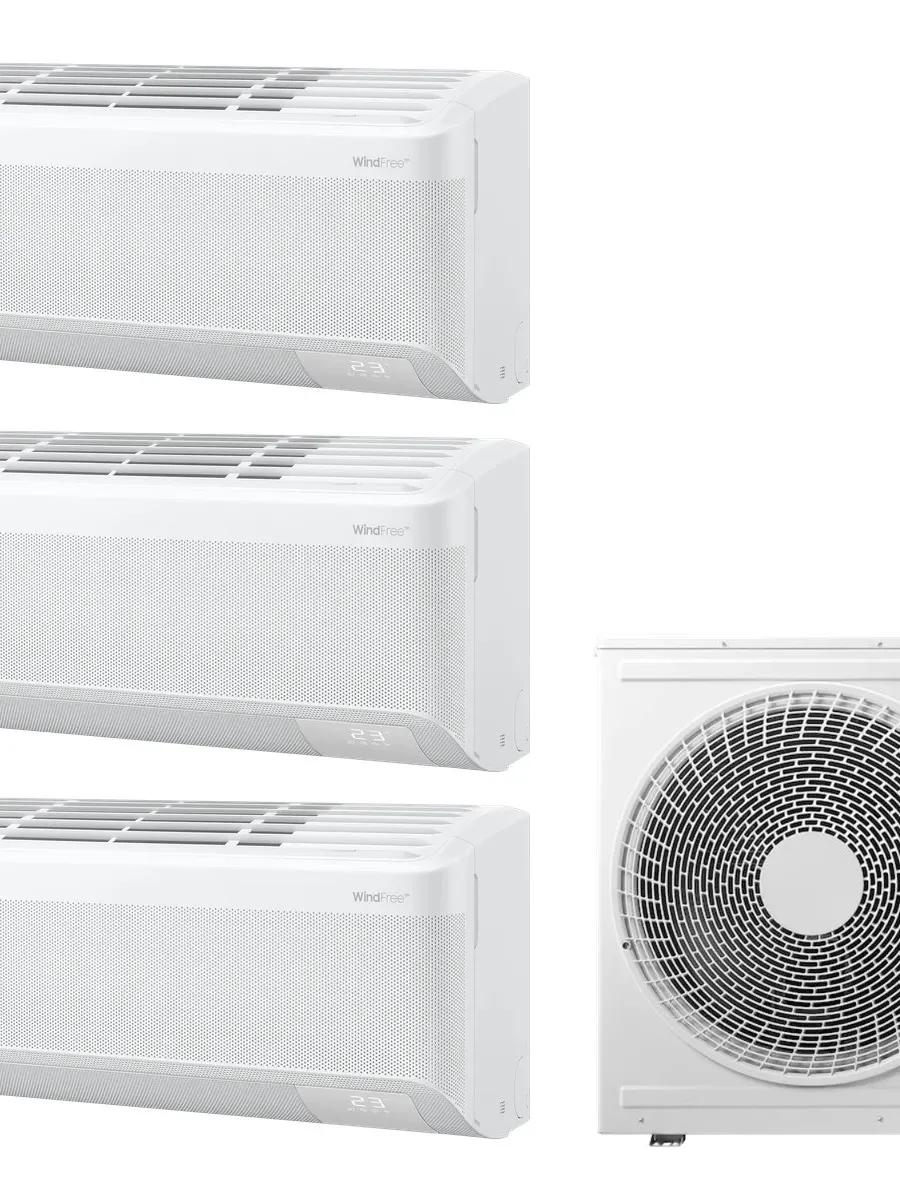 Klimatyzacja multi-split Samsung WindFree Comfort S2 — agregat AJ100 + 3x jednostka (2,0, 5,0, 5,0 kW)