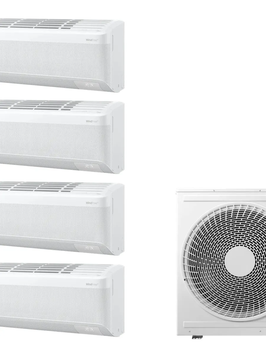 Klimatyzacja multi-split Samsung WindFree Comfort S2 — agregat AJ100 + 4x jednostka (2,5, 3,5, 3,5, 7,0 kW)