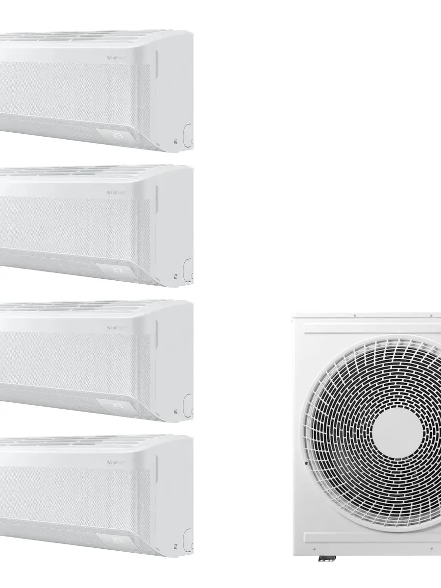 Klimatyzacja multi-split Samsung WindFree Elite S2 — agregat AJ080 + 4x jednostka (2,0, 2,0, 3,5, 3,5 kW)