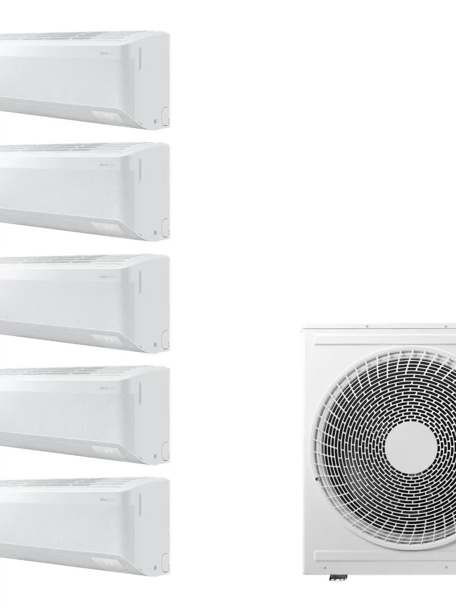 Klimatyzacja multi-split Samsung WindFree Elite S2 — agregat AJ100 + 5x jednostka (2,0, 2,0, 2,0, 2,0, 2,0 kW)